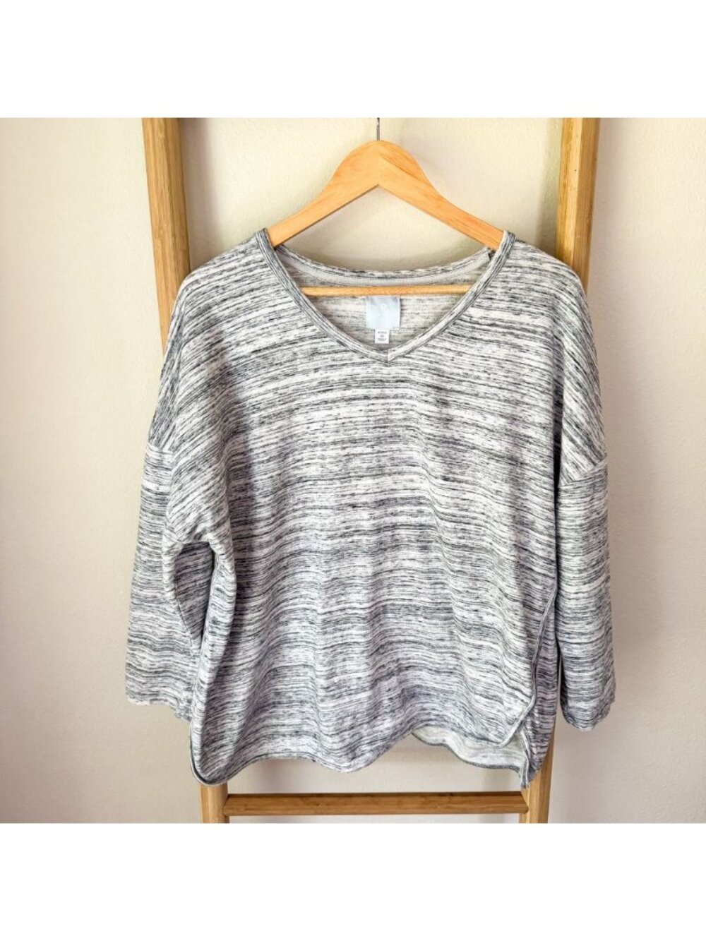 Sunday Gray Marled V-Neck Dolman Sleeve Knit Top Plus Size 1X